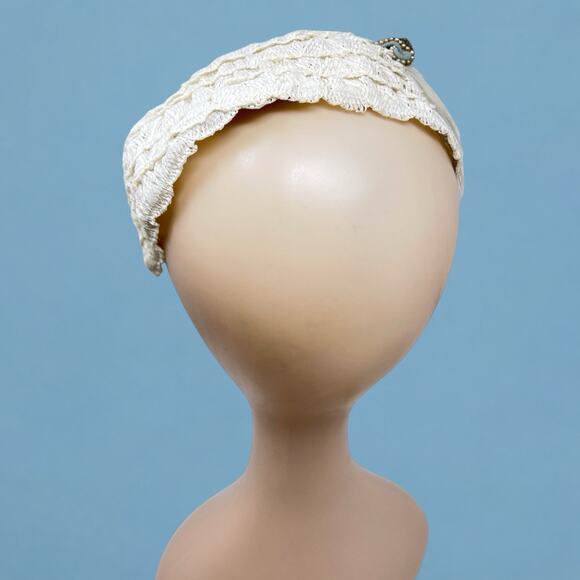 Vintage Urbi et Orbi Hand Beaded Ivory Feather Cocktail Hat Bridal Fascinator main image 8